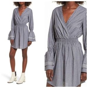 Nordstrom BP Stripe Dress Ruffle Bell Sleeves